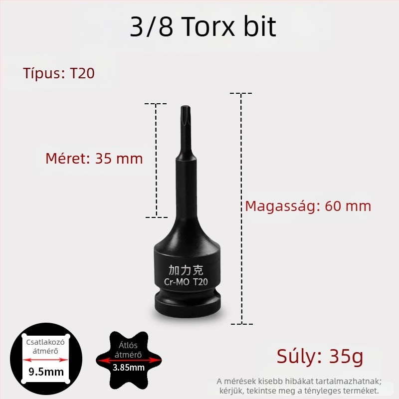 3/8 CR-MO pneumatikus hatszögletű socket készlet ütőkulcshoz