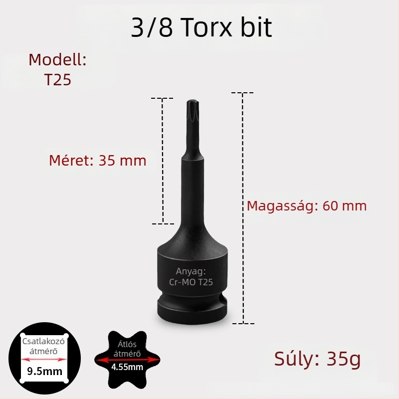 3/8 CR-MO pneumatikus hatszögletű socket készlet ütőkulcshoz