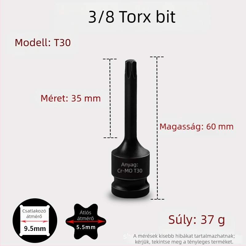 3/8 CR-MO pneumatikus hatszögletű socket készlet ütőkulcshoz