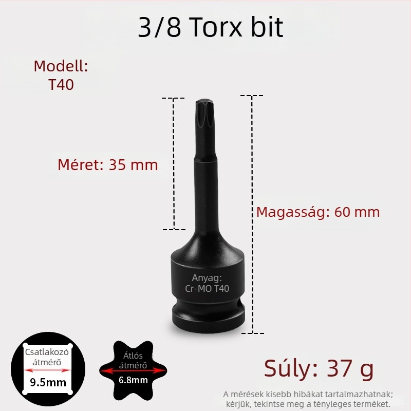 3/8 CR-MO pneumatikus hatszögletű socket készlet ütőkulcshoz