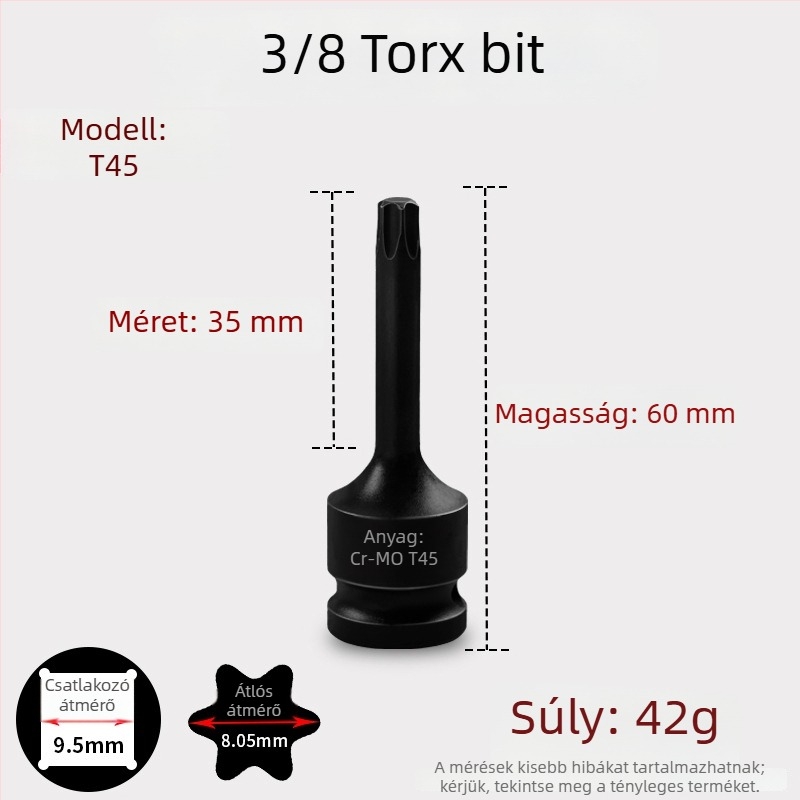 3/8 CR-MO pneumatikus hatszögletű socket készlet ütőkulcshoz
