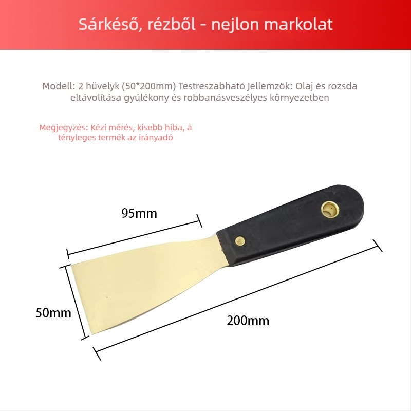 Robbanásbiztos sárgaréz glettelő kés, ipari minőség, rozsdaeltávolító szerszám, 1–4 hüvelyk