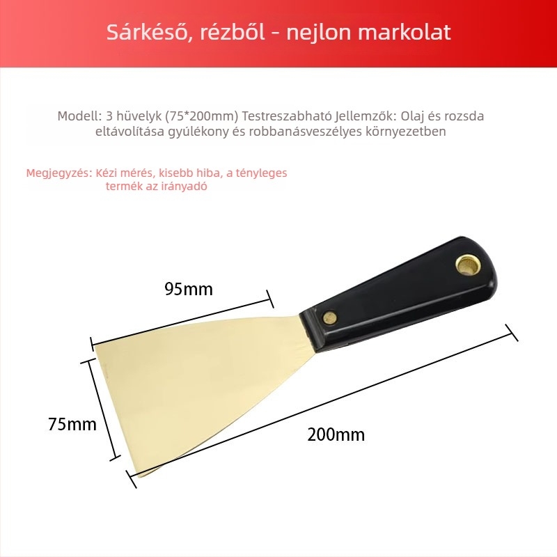 Robbanásbiztos sárgaréz glettelő kés, ipari minőség, rozsdaeltávolító szerszám, 1–4 hüvelyk