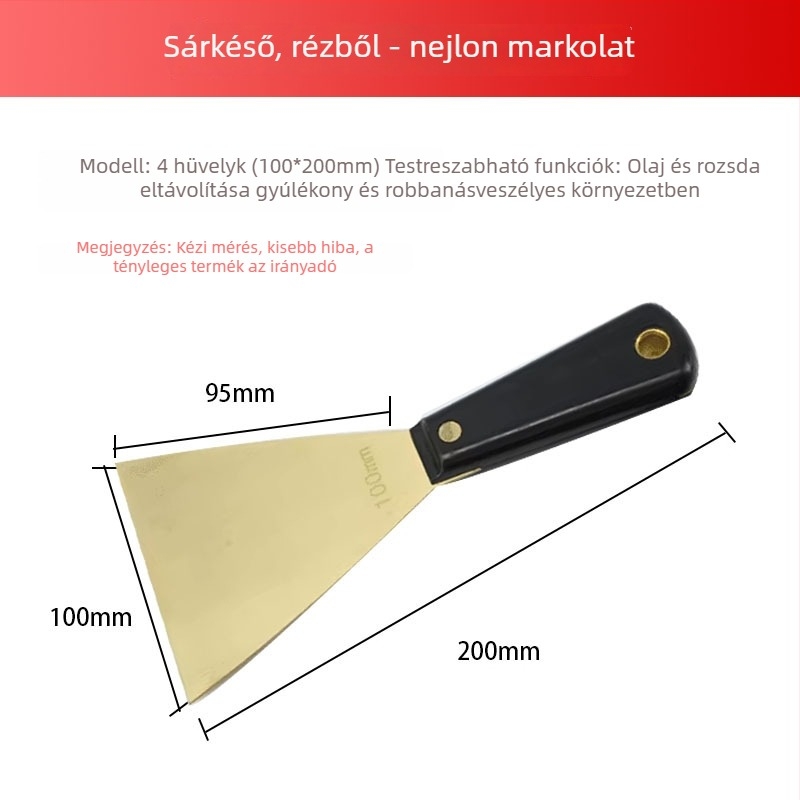 Robbanásbiztos sárgaréz glettelő kés, ipari minőség, rozsdaeltávolító szerszám, 1–4 hüvelyk