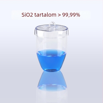Kvarc tégely, magas tisztaságú, ellenáll a magas hőmérsékletnek, 50/100/200/300 ml, átlátszó, sav- és lúgálló 1400°C-ig