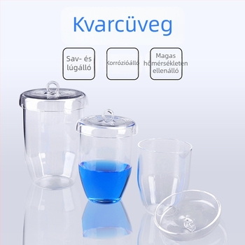 Kvarc tégely, magas tisztaságú, ellenáll a magas hőmérsékletnek, 50/100/200/300 ml, átlátszó, sav- és lúgálló 1400°C-ig