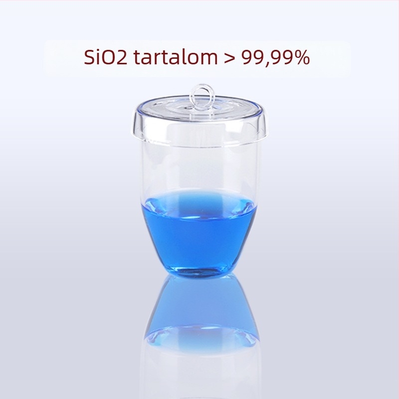 Kvarc tégely, magas tisztaságú, ellenáll a magas hőmérsékletnek, 50/100/200/300 ml, átlátszó, sav- és lúgálló 1400°C-ig