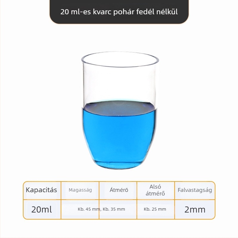 Kvarc tégely, magas tisztaságú, ellenáll a magas hőmérsékletnek, 50/100/200/300 ml, átlátszó, sav- és lúgálló 1400°C-ig