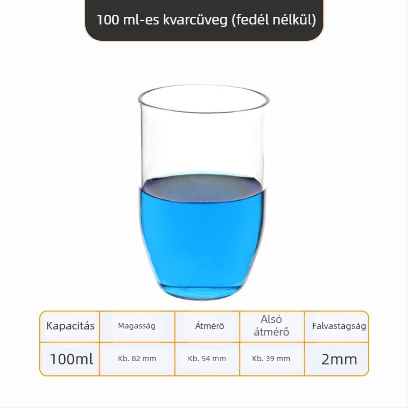 Kvarc tégely, magas tisztaságú, ellenáll a magas hőmérsékletnek, 50/100/200/300 ml, átlátszó, sav- és lúgálló 1400°C-ig