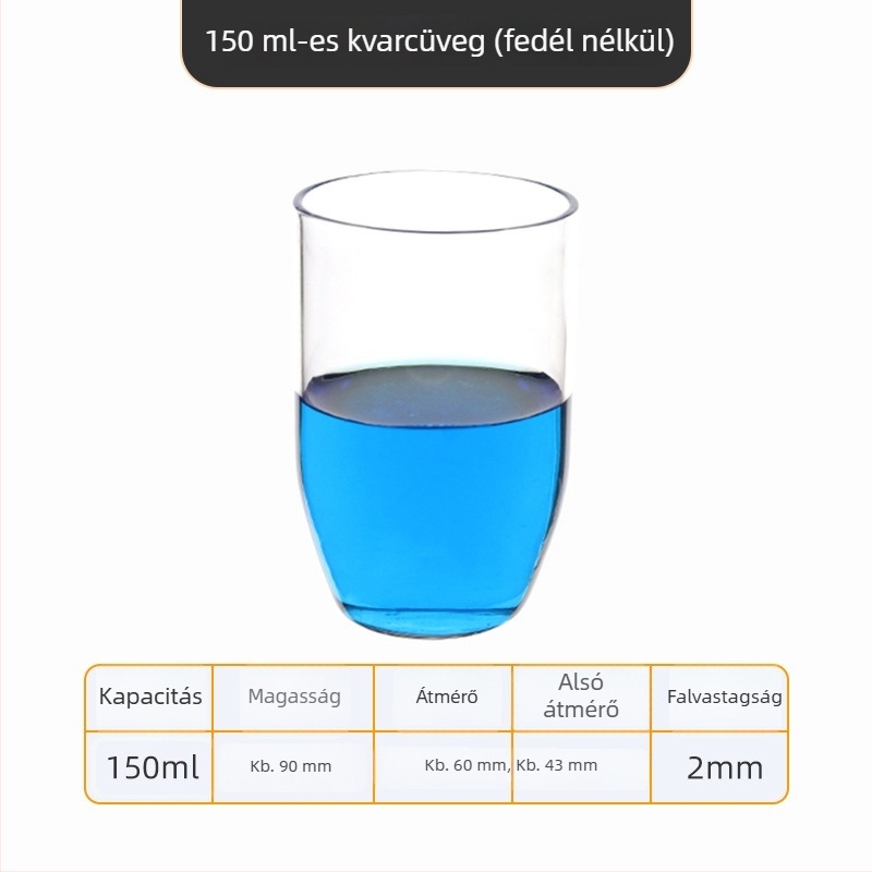 Kvarc tégely, magas tisztaságú, ellenáll a magas hőmérsékletnek, 50/100/200/300 ml, átlátszó, sav- és lúgálló 1400°C-ig