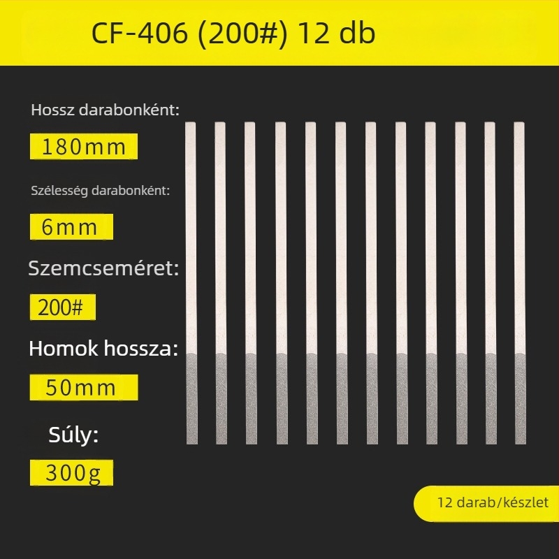 Ferdeszögű gyémántos reszelő ipari csiszoláshoz, nagy keménységű fém él finiselésére és kézműves készítéséhez