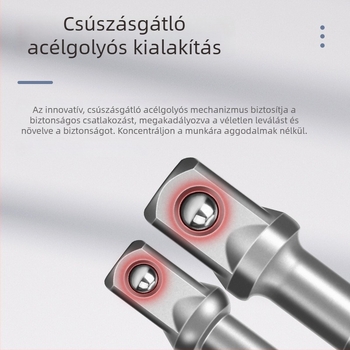 Hexagonális felfogató és négyszögletes hajtáshoz adapter hüvely fúróhoz és ütvefúróhoz, összekötő rúd, 6,3 mm