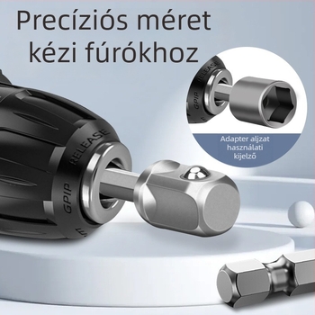 Hexagonális felfogató és négyszögletes hajtáshoz adapter hüvely fúróhoz és ütvefúróhoz, összekötő rúd, 6,3 mm