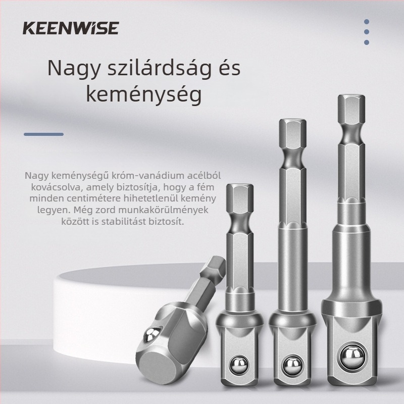Hexagonális felfogató és négyszögletes hajtáshoz adapter hüvely fúróhoz és ütvefúróhoz, összekötő rúd, 6,3 mm