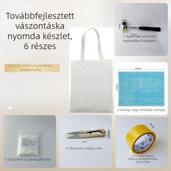 Levélnyomtató DIY textilnyomó készlet gyerekeknek — gumírozott fejű fa kalapács és eszközök