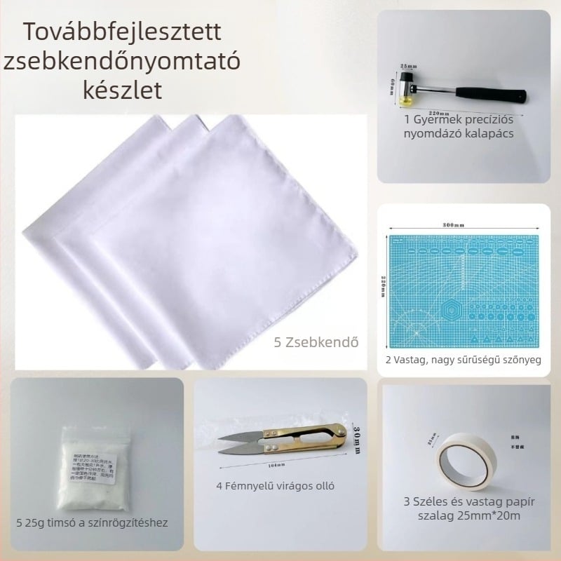 Levélnyomtató DIY textilnyomó készlet gyerekeknek — gumírozott fejű fa kalapács és eszközök