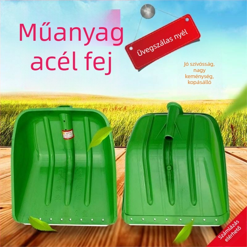 Hólapát műanyag testtel és edzett műanyag fejjel, vastagodott kialakítás, nagy méret, fa nyél, összecsukható, modell Q27343