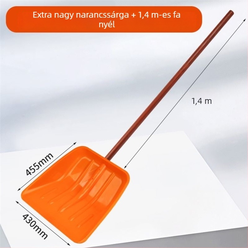 Hólapát műanyag testtel és edzett műanyag fejjel, vastagodott kialakítás, nagy méret, fa nyél, összecsukható, modell Q27343