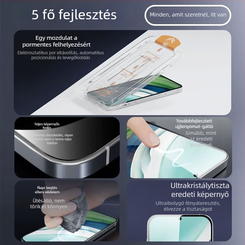 Vivo X200S Edzett kijelzővédő – teljes lefedettség, HD tisztaság, ütésálló, gyors felhelyezés