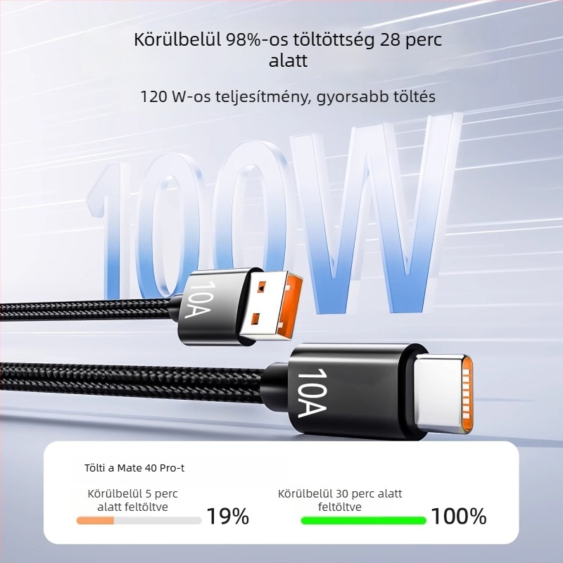Nylon szövött USB-C adatkábel, gyors töltés Huawei, Honor, Xiaomi, OPPO, Vivo és iPad számára