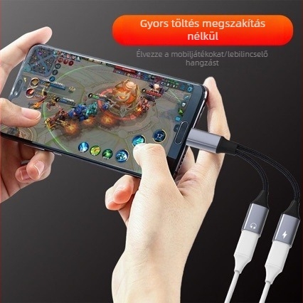 Type-C-ről két USB-C női adapter gyors töltéssel, DAC-dekóderrel, mobiltelefonokra és számítógépekre