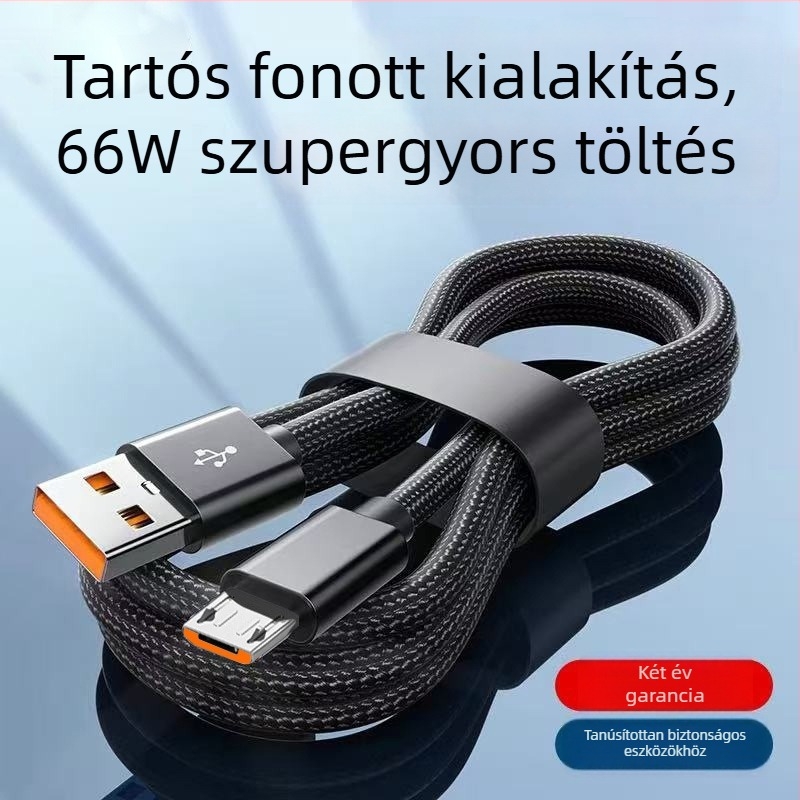 Android Micro USB gyors töltésű adatkábel Huawei, VIVO, Xiaomi, OPPO és Honor készülékekhez