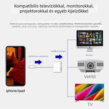 Apple Lightning–HDMI adapter iPhone-hoz – digitális audió–video dokkoló