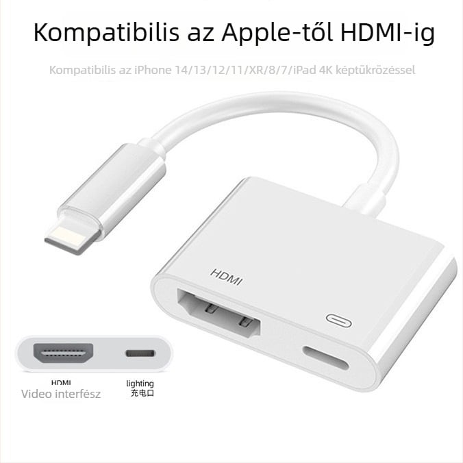 Apple Lightning–HDMI adapter iPhone-hoz – digitális audió–video dokkoló