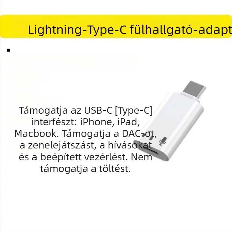 Type-C-ről Lightningre adapter iPhone 15/16/17-hez női audio csatlakozóval