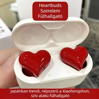 Szív alakú vezeték nélküli in-ear Bluetooth fejhallgató sporthoz, zajszűrés, IPX4, Bluetooth 5.3, akár 8 óra üzemidő