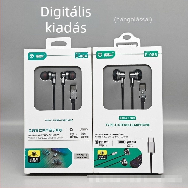 Vezetékes Type-C fülhallgató, tartós, kompatibil iPhone 16 és Huawei készülékekkel, plug-and-play, tiszta hangzás