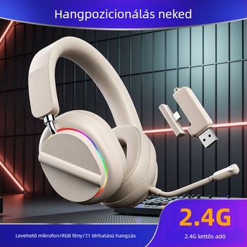 Delta latencia nélküli vezeték nélküli gaming fejhallgató, Bluetooth és 2,4 GHz, mobiltelefon és PC-kompatibilis, over-ear