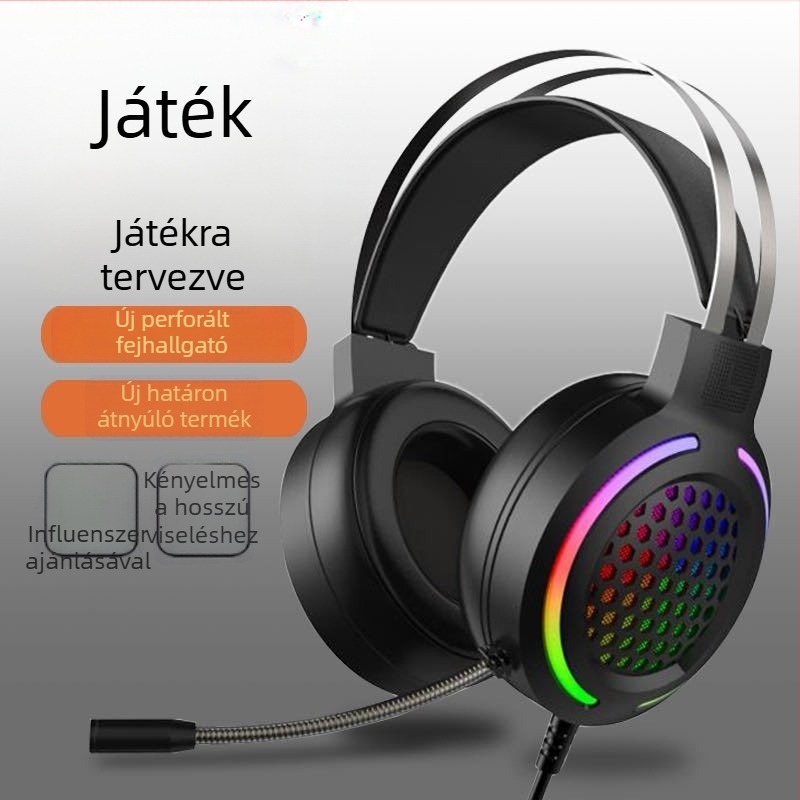 RGB USB gamer fejhallgató mikrofonnal, 7.1 térhatású hanggal, vezetékes