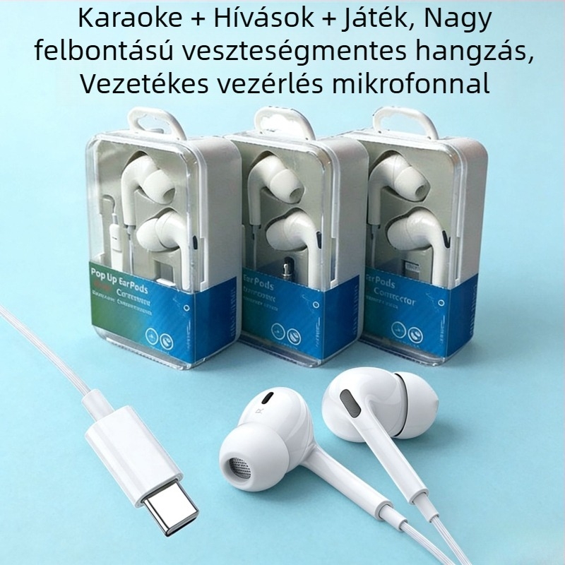 Huawei/Honor X5-höz vezetékes fülhallgató Type-C digitális chippel és mikrofonnal – karaoke felvétel