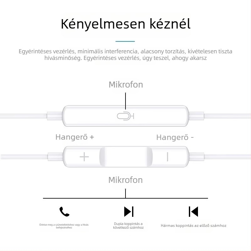 Huawei/Honor X5-höz vezetékes fülhallgató Type-C digitális chippel és mikrofonnal – karaoke felvétel