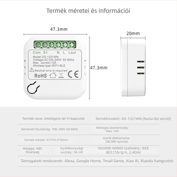 Graffiti Wi‑Fi Okos Kétvezérlésű Kapcsoló, Rejtett Típus, Mobiltelefonos Távirányítás, Mini Kapcsoló