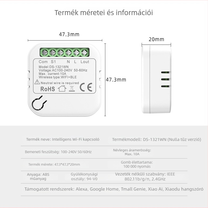 Graffiti Wi‑Fi Okos Kétvezérlésű Kapcsoló, Rejtett Típus, Mobiltelefonos Távirányítás, Mini Kapcsoló