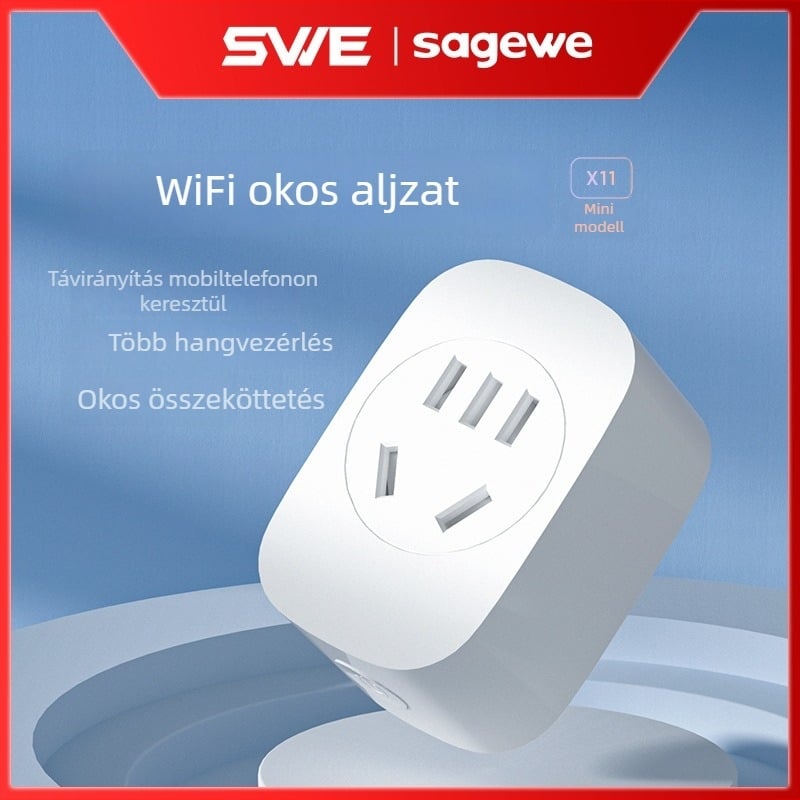 Tuya okos Wi‑Fi dugaszoló aljzat távoli vezérléssel, hangvezérléssel, 10 A, időzítő, energiatakarékosság