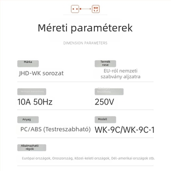 Német–európai szabványú többfunkciós utazási adapter, kétpin aljzathoz