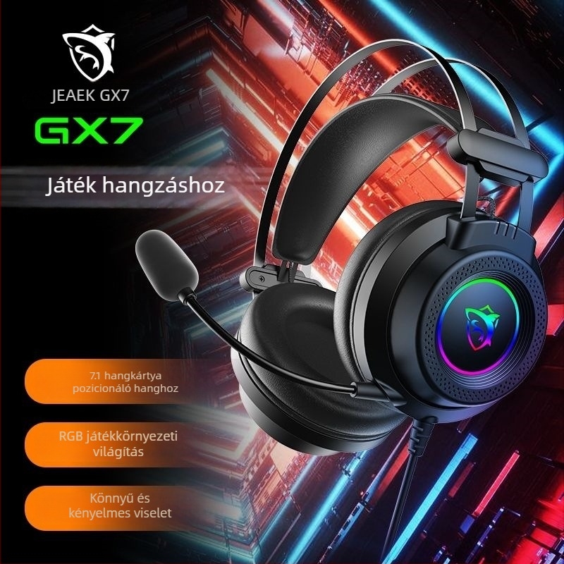 GX7 Vezetékes USB RGB Gaming fejhallgató asztali számítógépekhez