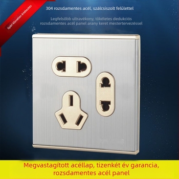 Liangjia 86-os típusú falikapcsoló és aljzat, teljes panelkészlet csiszolt rozsdamentes acélból, beépített telepítéshez