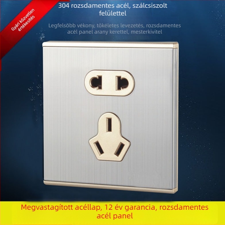 Liangjia 86-os típusú falikapcsoló és aljzat, teljes panelkészlet csiszolt rozsdamentes acélból, beépített telepítéshez