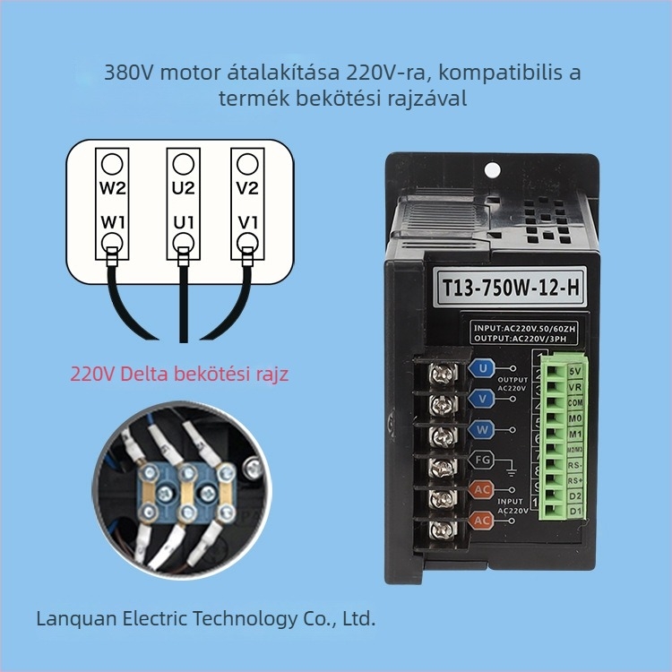 AC220 Kompakt háromfázisú motor vektorfrekvencia-átalakítóval, precíz sebességszabályozás, modell T13-750W-12-H