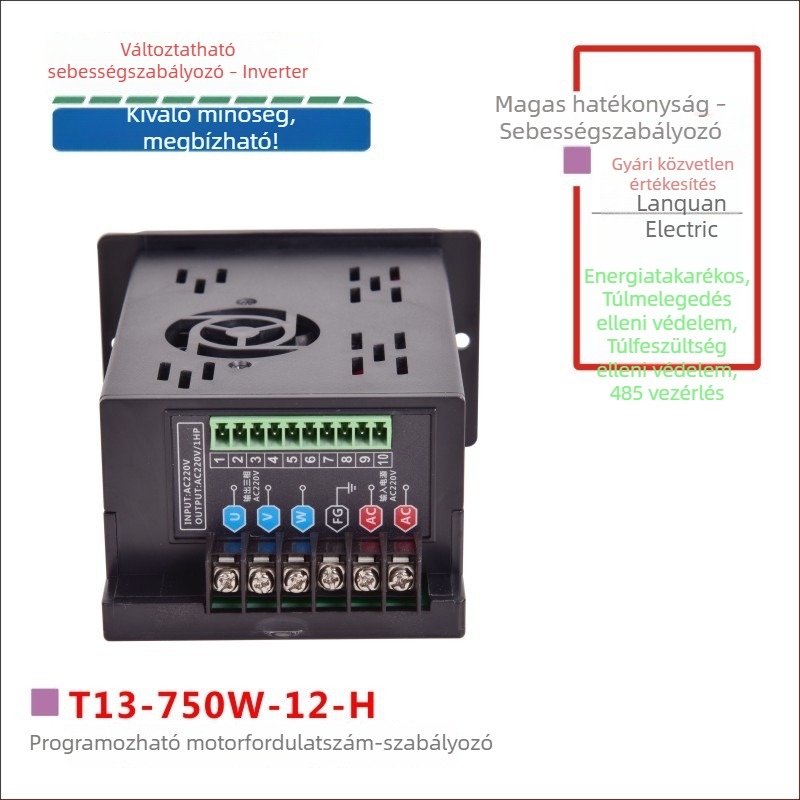 AC220 Kompakt háromfázisú motor vektorfrekvencia-átalakítóval, precíz sebességszabályozás, modell T13-750W-12-H