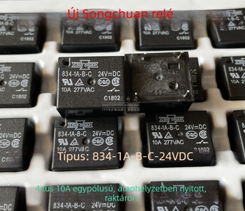 834-1A-B-C, 24V DC, 4-tűs relé, 10A, SPST-NO