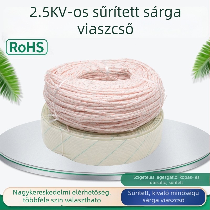 2,5 kV üvegszálas szigetelőcső elektromos vezetékekhez, nagy hőállóság, fehér alapon piros csíkok