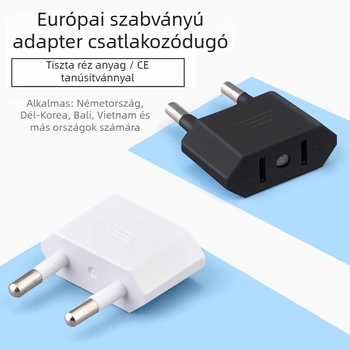 EU–US dugaszoló adapter, 4.0 mm EU dugaszolóról US dugaszolóra, két körösről két sík érintkezőre