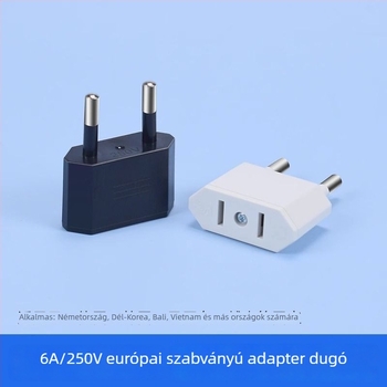 EU–US dugaszoló adapter, 4.0 mm EU dugaszolóról US dugaszolóra, két körösről két sík érintkezőre