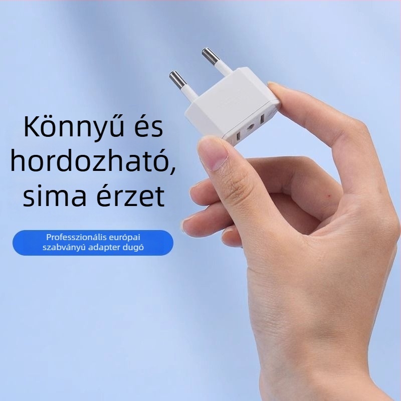 EU–US dugaszoló adapter, 4.0 mm EU dugaszolóról US dugaszolóra, két körösről két sík érintkezőre