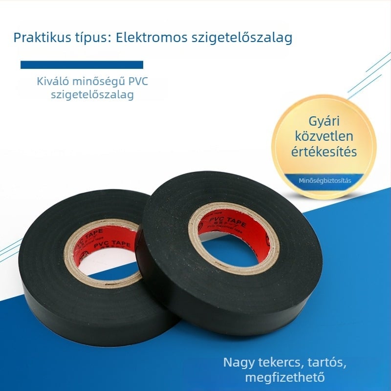 PVC elektromos szigetelő szalag, vízálló, egyoldalas, 30 m hosszú, 16 mm széles, gumí alapú ragasztó, többszínű